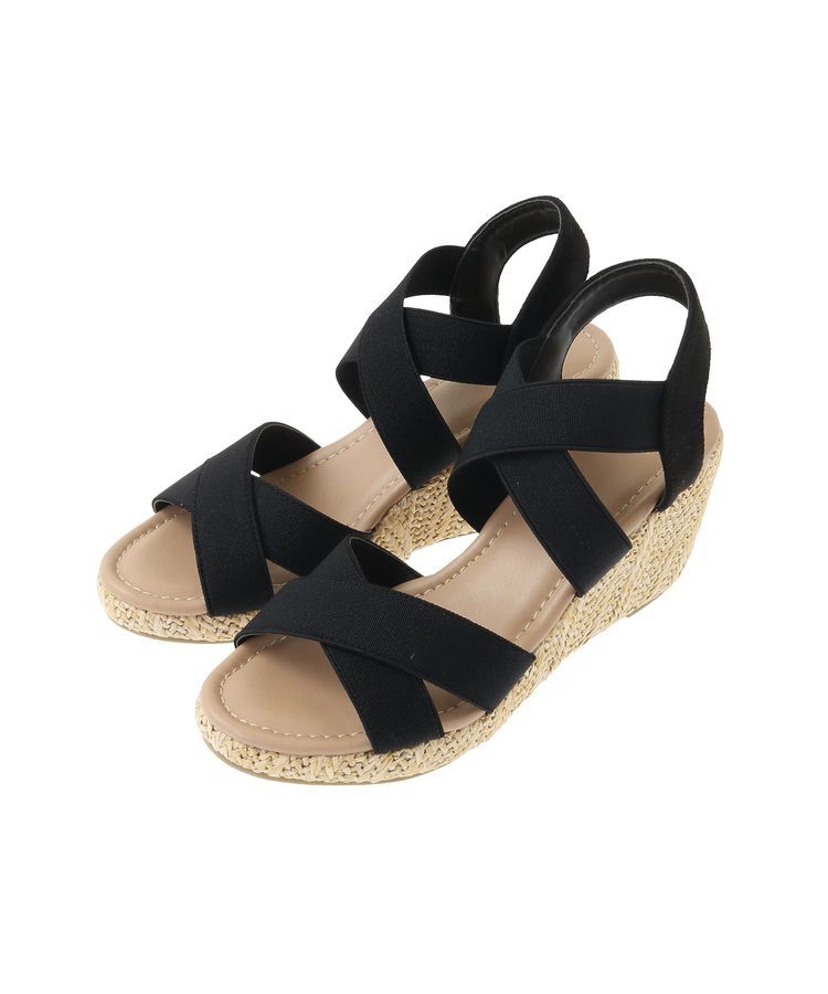 Green Parks「・minia ゴムウェッジサンダル」|サンダル|Black