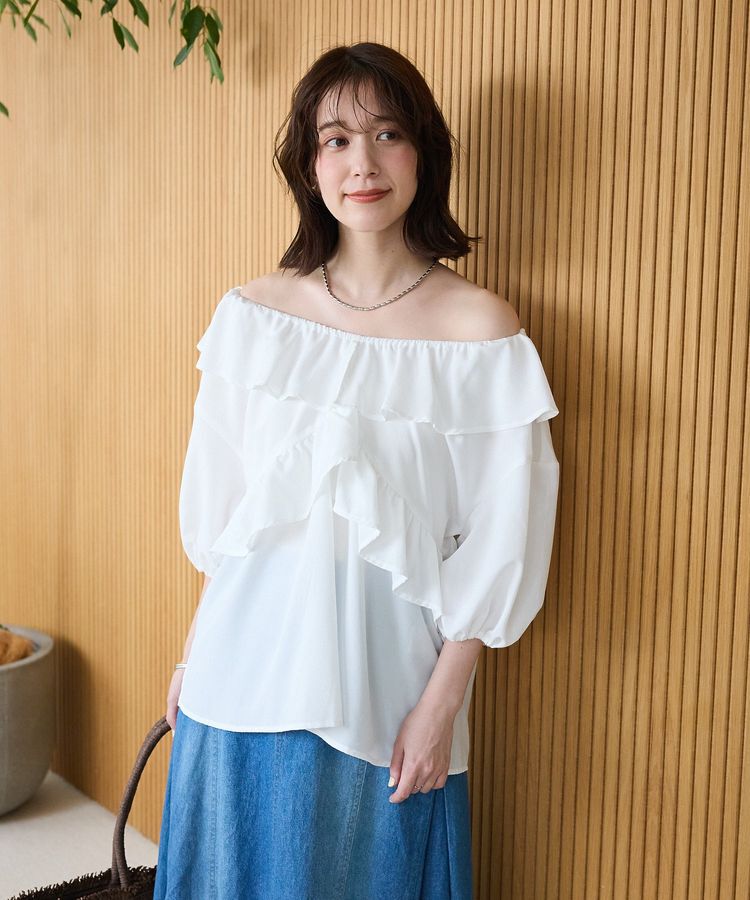 Green Parks「2way フリルショートスリーブブラウス」|シャツ・ブラウス|