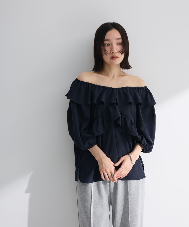 Green Parks「2way フリルショートスリーブブラウス」|シャツ・ブラウス|