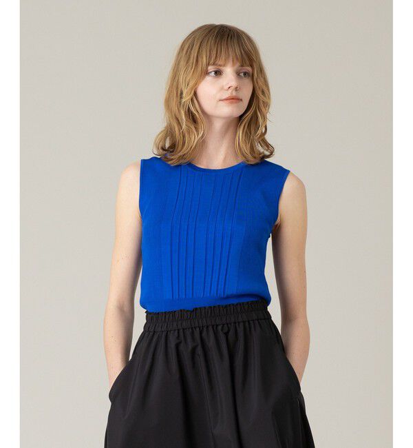 LOULOU WILLOUGHBY「《ドラマ着用》【LOULOU WILLOUGHBY】ブライトレーヨンリブタンク」|ニット・セーター|ブルー