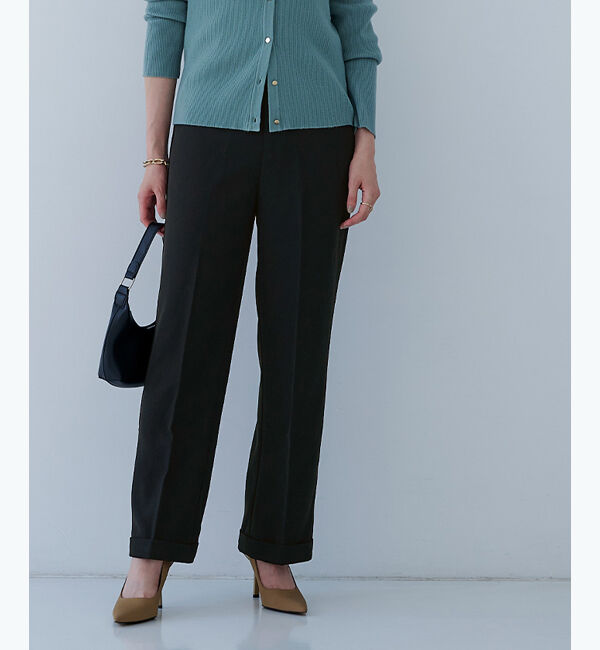 ur's「裾ダブルセンタープレスパンツ」|スラックス|ブラック