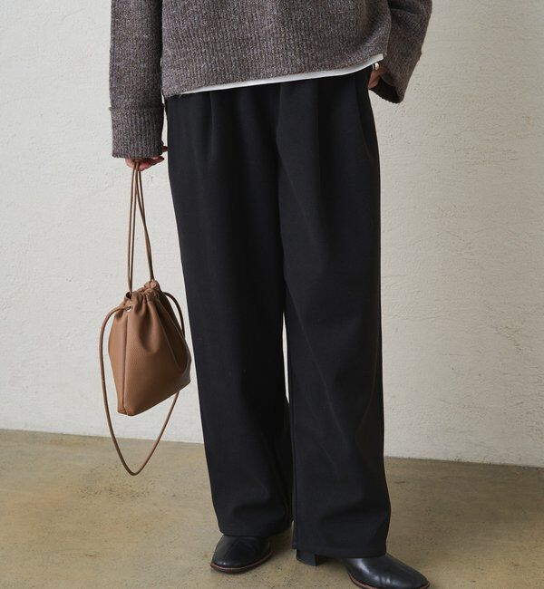  「ストレッチ起毛コクーンパンツ」|その他|ブラック