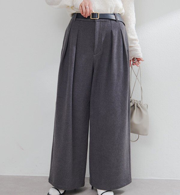  「ストレッチ起毛タックスラックスパンツ」|その他|チャコールグレー