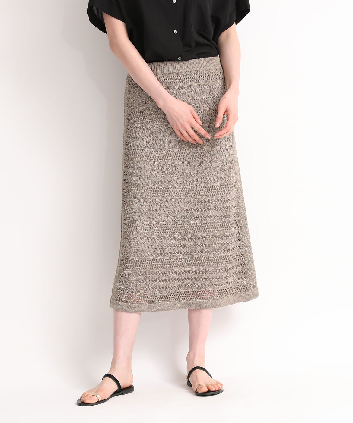 7-IDconcept.「透かし柄ニットスカート」|スカート|