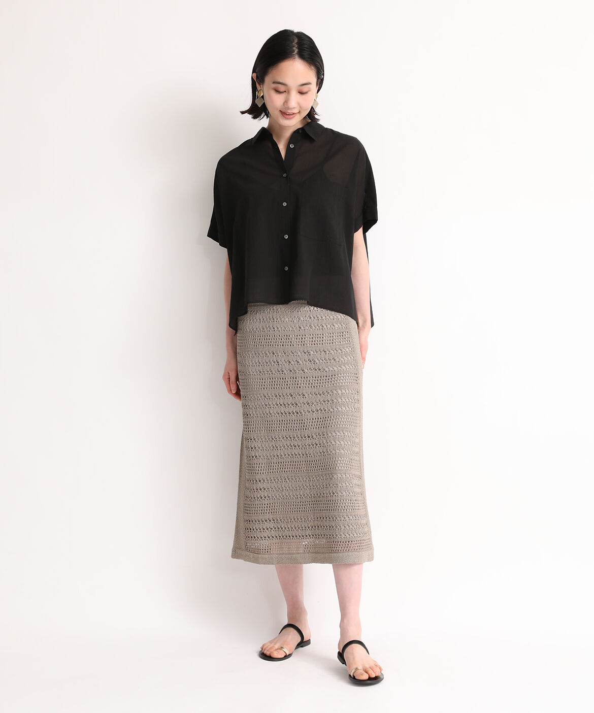 7-IDconcept.「透かし柄ニットスカート」|スカート|