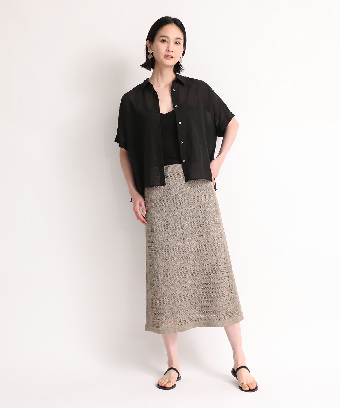 7-IDconcept.「透かし柄ニットスカート」|スカート|