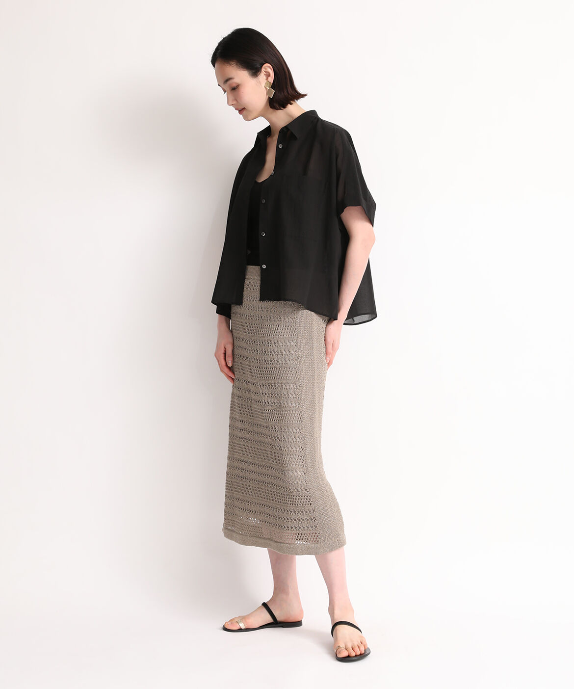 7-IDconcept.「透かし柄ニットスカート」|スカート|