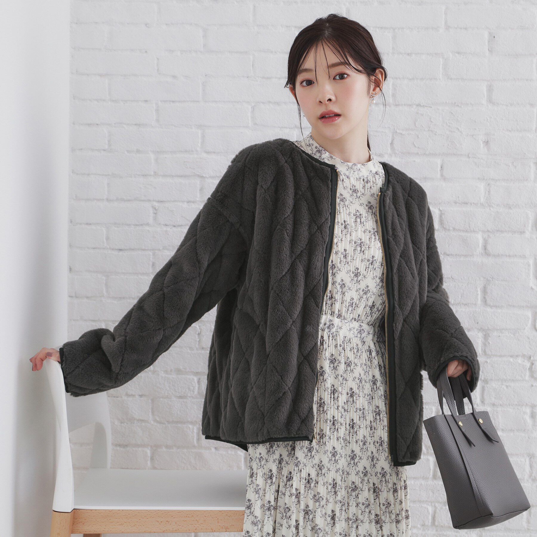 index「リバーシブル キルティングフェイクファーブルゾン【洗濯機洗い可】」|ブルゾン・スタジャン|