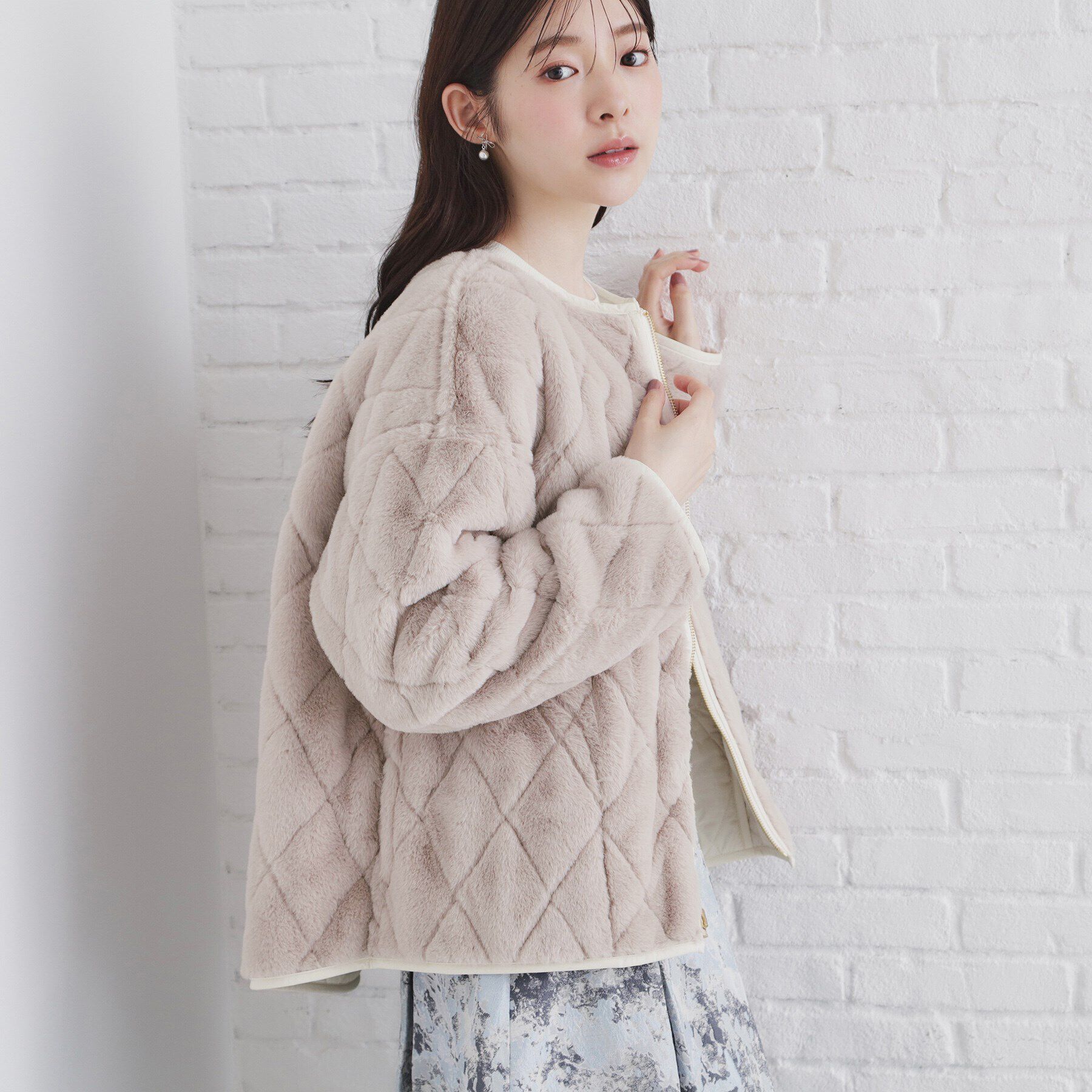 index「リバーシブル キルティングフェイクファーブルゾン【洗濯機洗い可】」|ブルゾン・スタジャン|