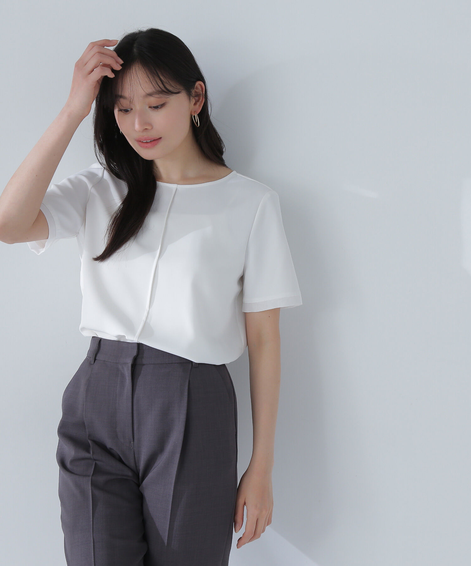  「シフォン切替スリーブブラウス」|シャツ・ブラウス|オフ1