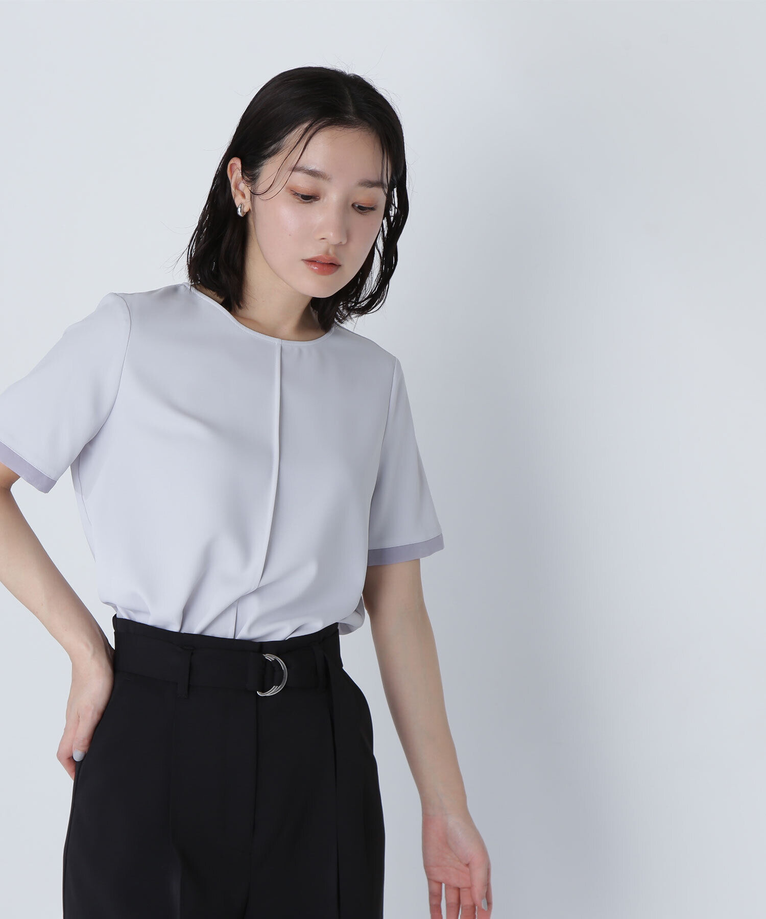  「シフォン切替スリーブブラウス」|シャツ・ブラウス|