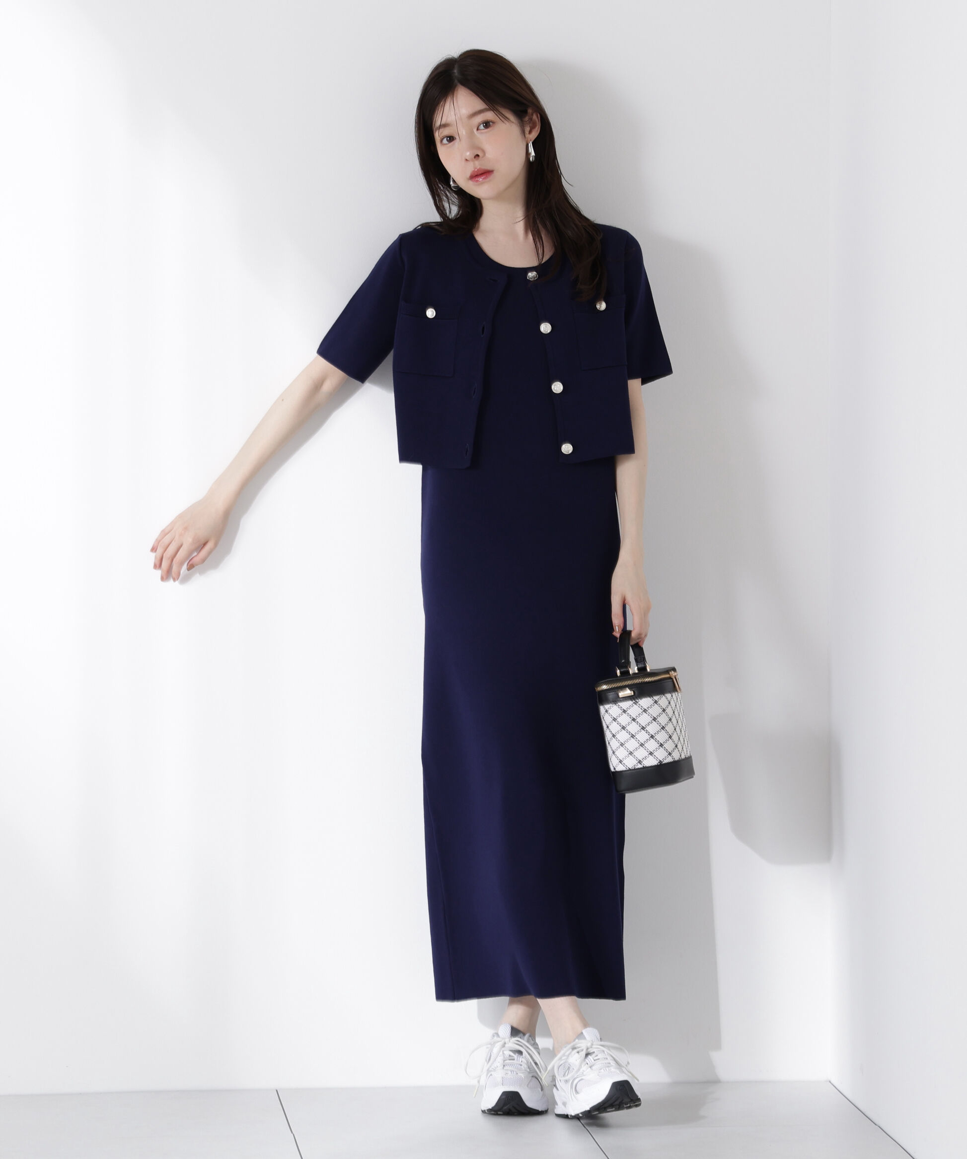 PROPORTION BODY DRESSING「ミラノリブカーデセットアップ」|ワンピース|ネイビー
