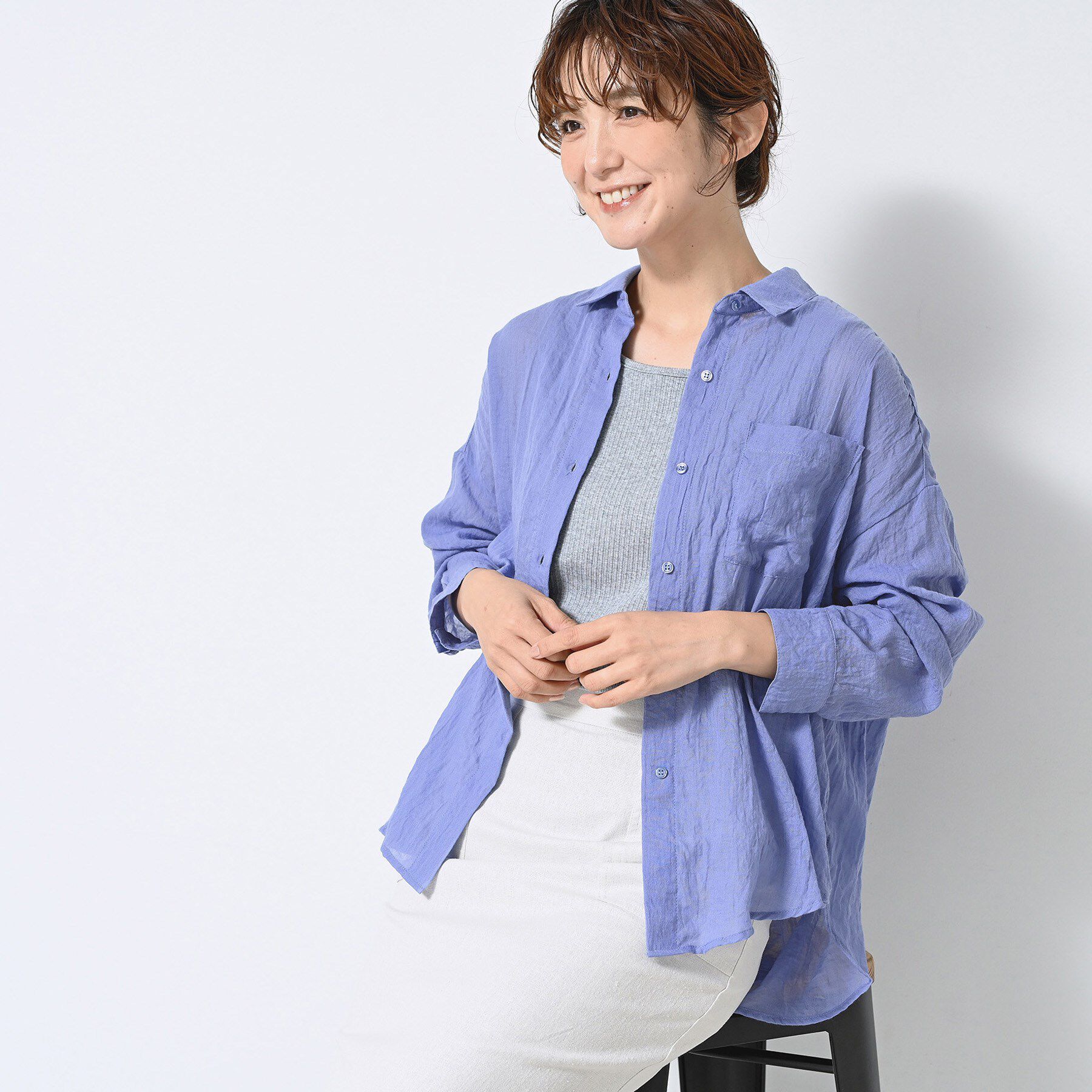Dessin「【洗える】シアーシャンブレーシャツ」|シャツ・ブラウス|ブルー(092)