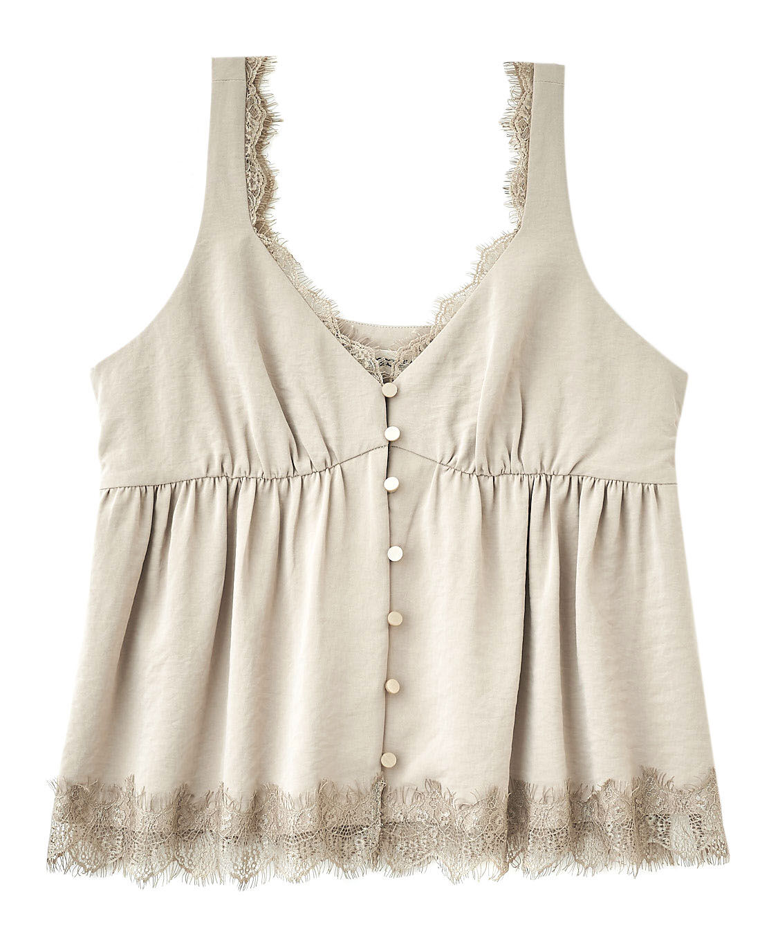 COCO DEAL「サテンレースキャミタンク」|タンクトップ|ベージュ