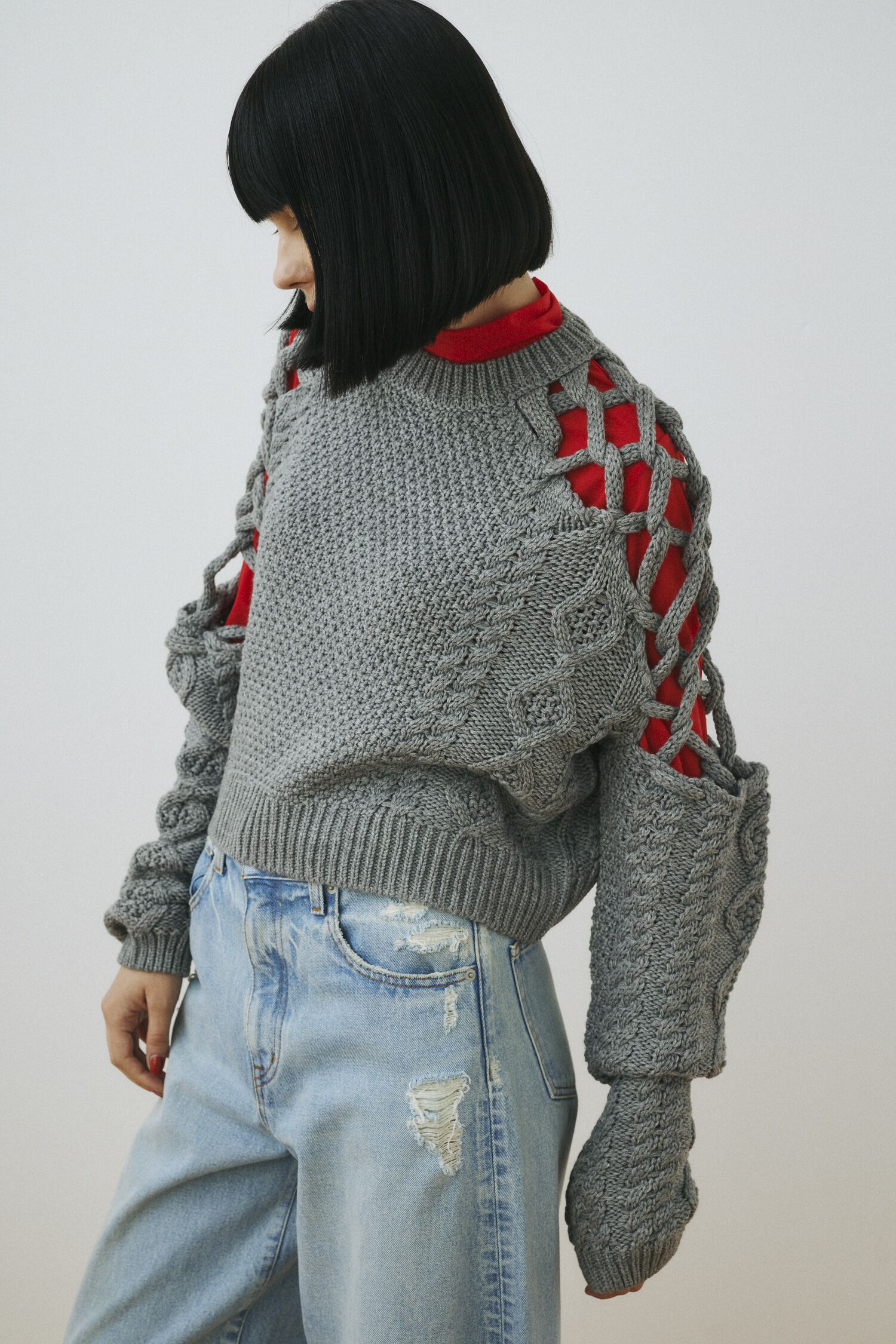 HeRIN.CYE「Net work sleeve tops」|ニット・セーター|