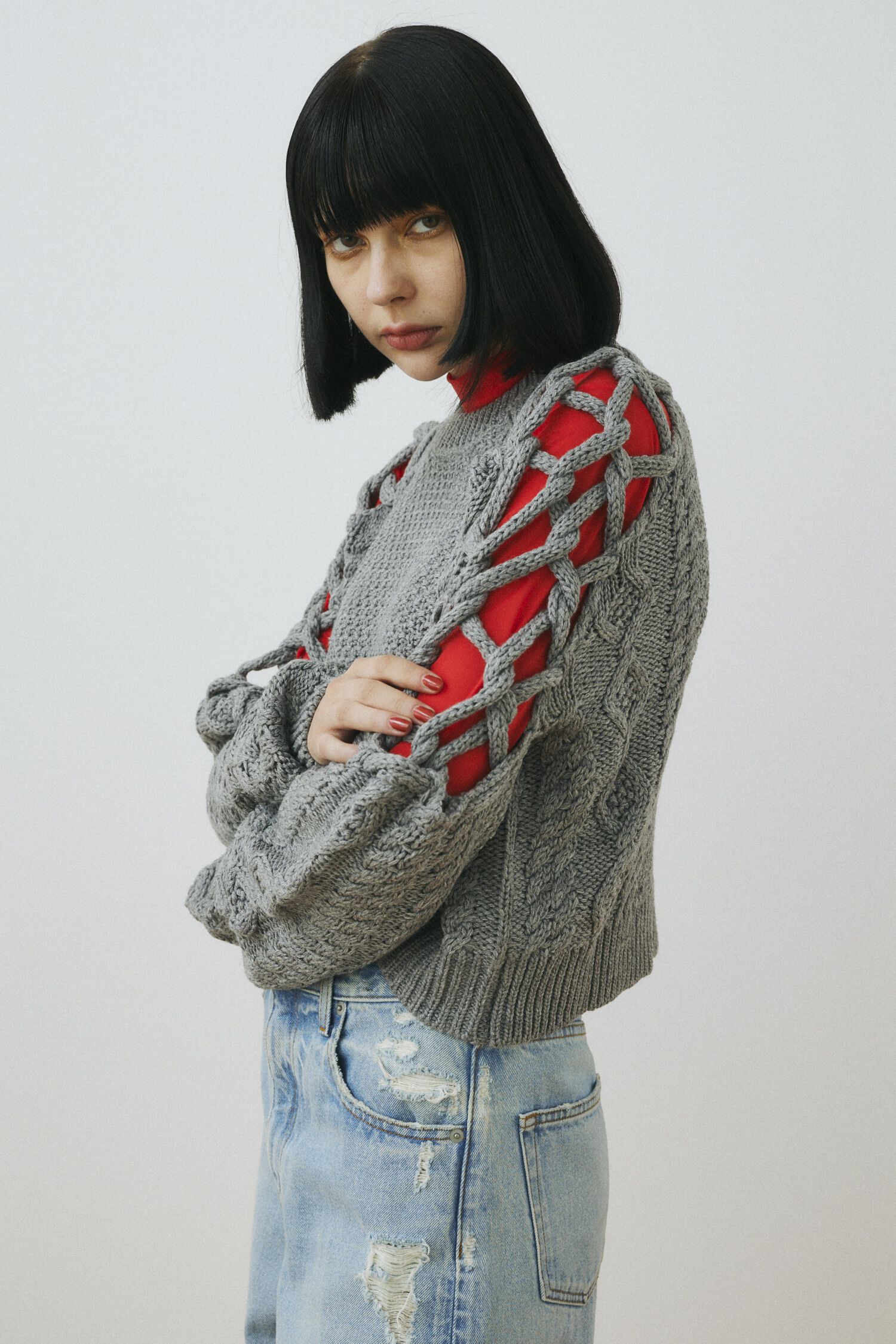 HeRIN.CYE「Net work sleeve tops」|ニット・セーター|