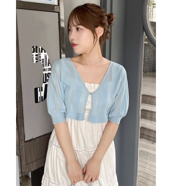 dazzlin「スカラップハーフスリーブカーデ」|カーディガン|