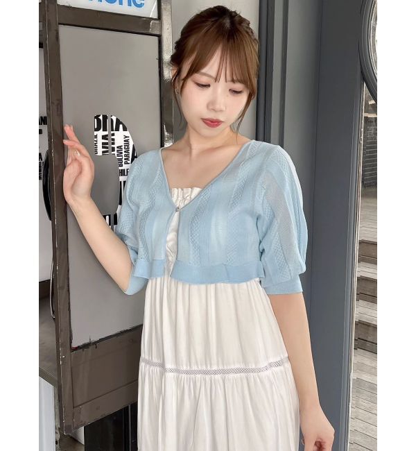 dazzlin「スカラップハーフスリーブカーデ」|カーディガン|