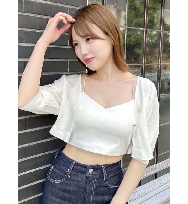 dazzlin「スカラップハーフスリーブカーデ」|カーディガン|