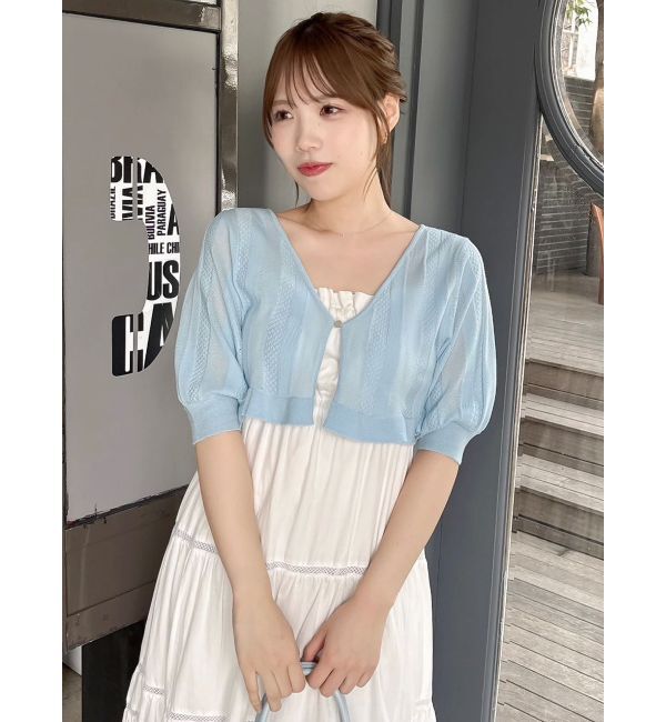 dazzlin「スカラップハーフスリーブカーデ」|カーディガン|