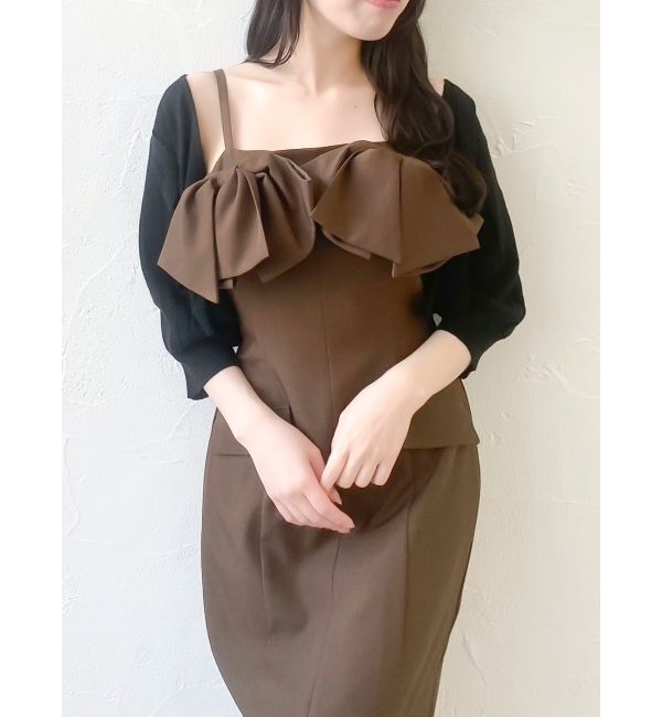 dazzlin「スカラップハーフスリーブカーデ」|カーディガン|ブラック