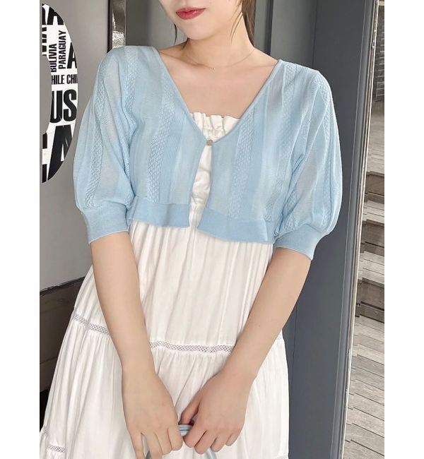 dazzlin「スカラップハーフスリーブカーデ」|カーディガン|ブルー