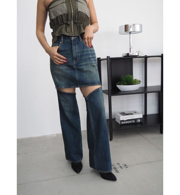 EVRIS「ドッキングデニムスカートパンツ」|デニム|