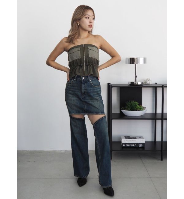 EVRIS「ドッキングデニムスカートパンツ」|デニム|