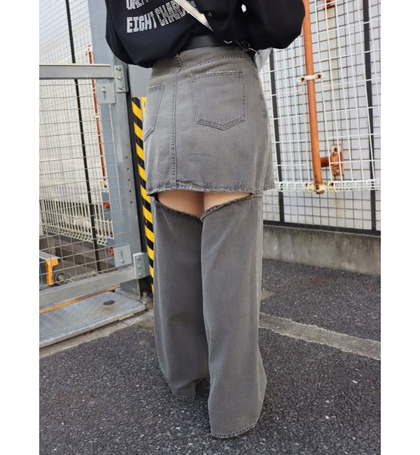 EVRIS「ドッキングデニムスカートパンツ」|デニム|