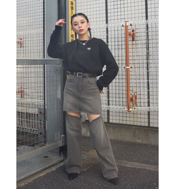 EVRIS「ドッキングデニムスカートパンツ」|デニム|