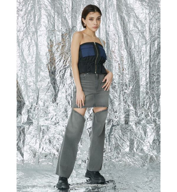 EVRIS「ドッキングデニムスカートパンツ」|デニム|