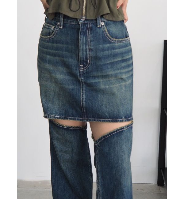 EVRIS「ドッキングデニムスカートパンツ」|デニム|