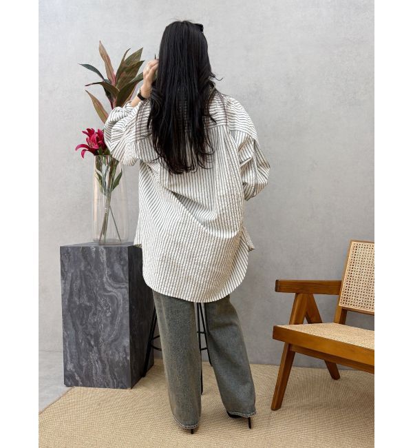 EVRIS「SUNNYモチーフストライプオーバーサイズシャツ」|シャツ・ブラウス|