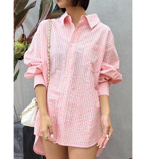 EVRIS「SUNNYモチーフストライプオーバーサイズシャツ」|シャツ・ブラウス|