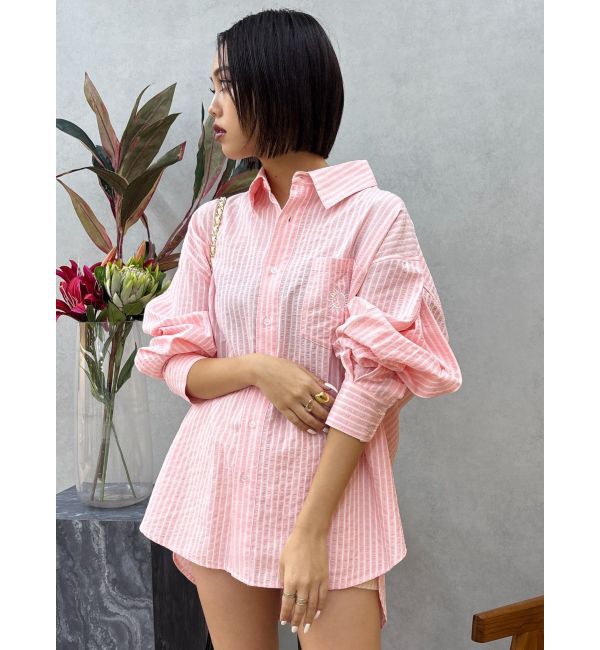 EVRIS「SUNNYモチーフストライプオーバーサイズシャツ」|シャツ・ブラウス|