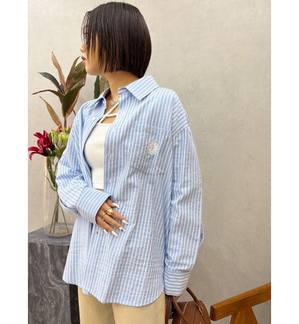 EVRIS「SUNNYモチーフストライプオーバーサイズシャツ」|シャツ・ブラウス|