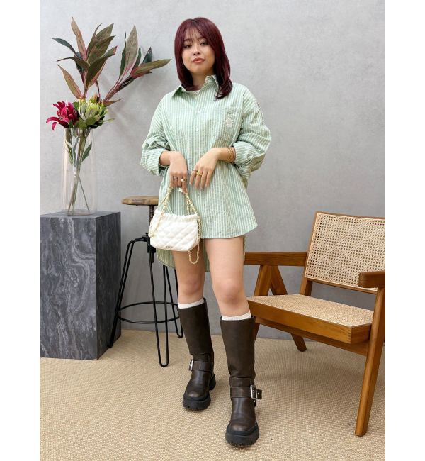 EVRIS「SUNNYモチーフストライプオーバーサイズシャツ」|シャツ・ブラウス|