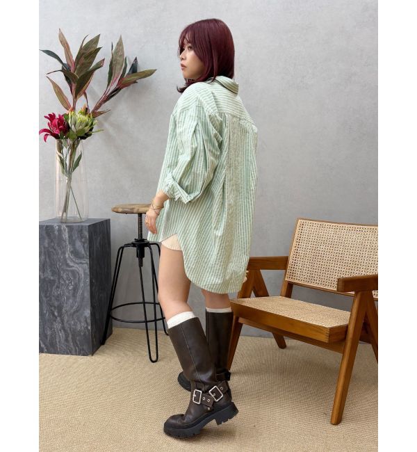 EVRIS「SUNNYモチーフストライプオーバーサイズシャツ」|シャツ・ブラウス|