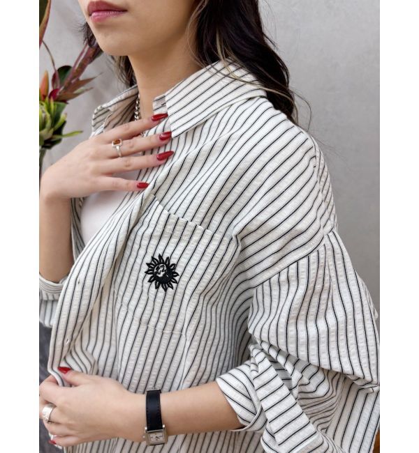 EVRIS「SUNNYモチーフストライプオーバーサイズシャツ」|シャツ・ブラウス|