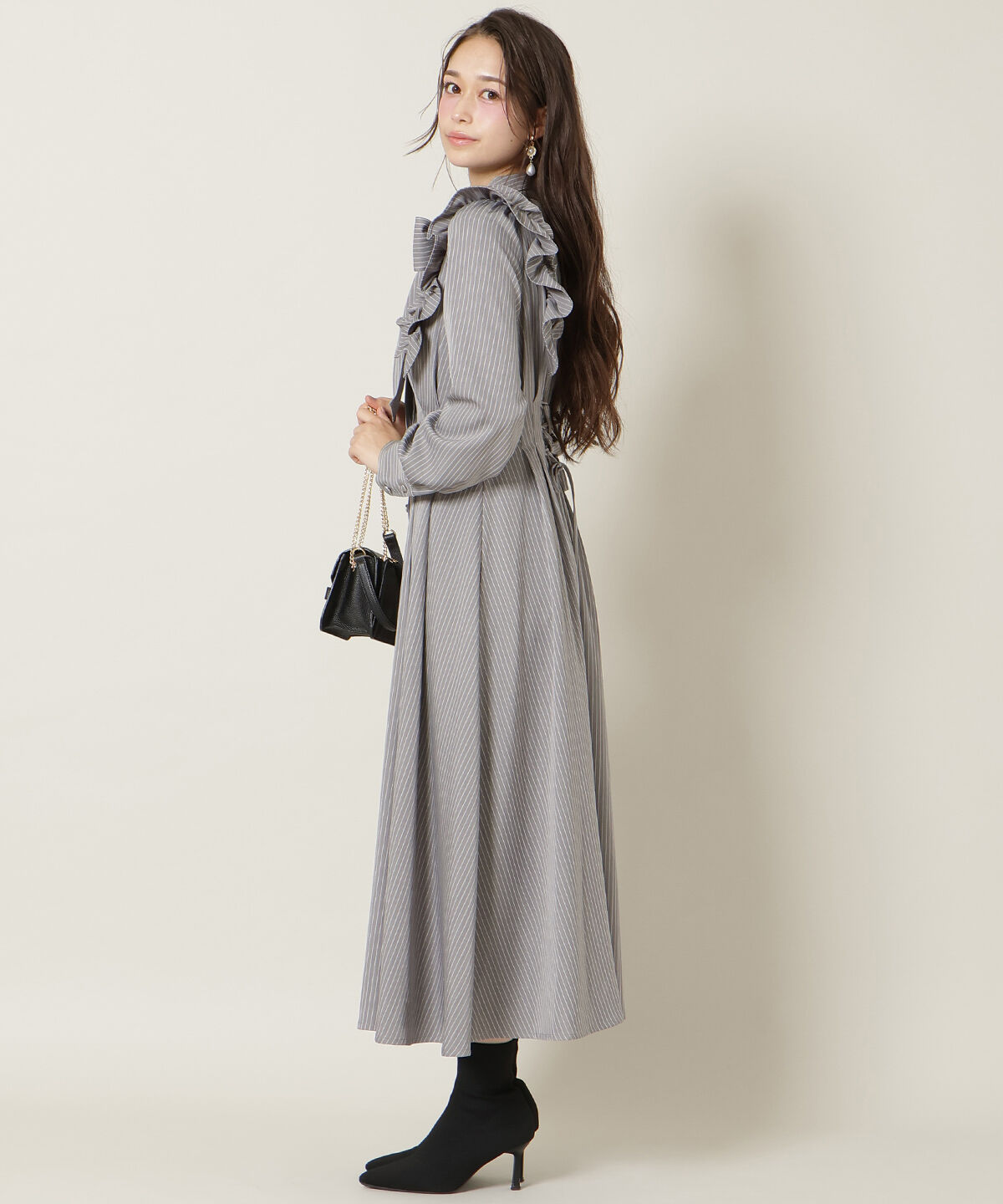 WILLSELECTION「ショルダーフリルリボンタイシャツワンピース」|ワンピース|