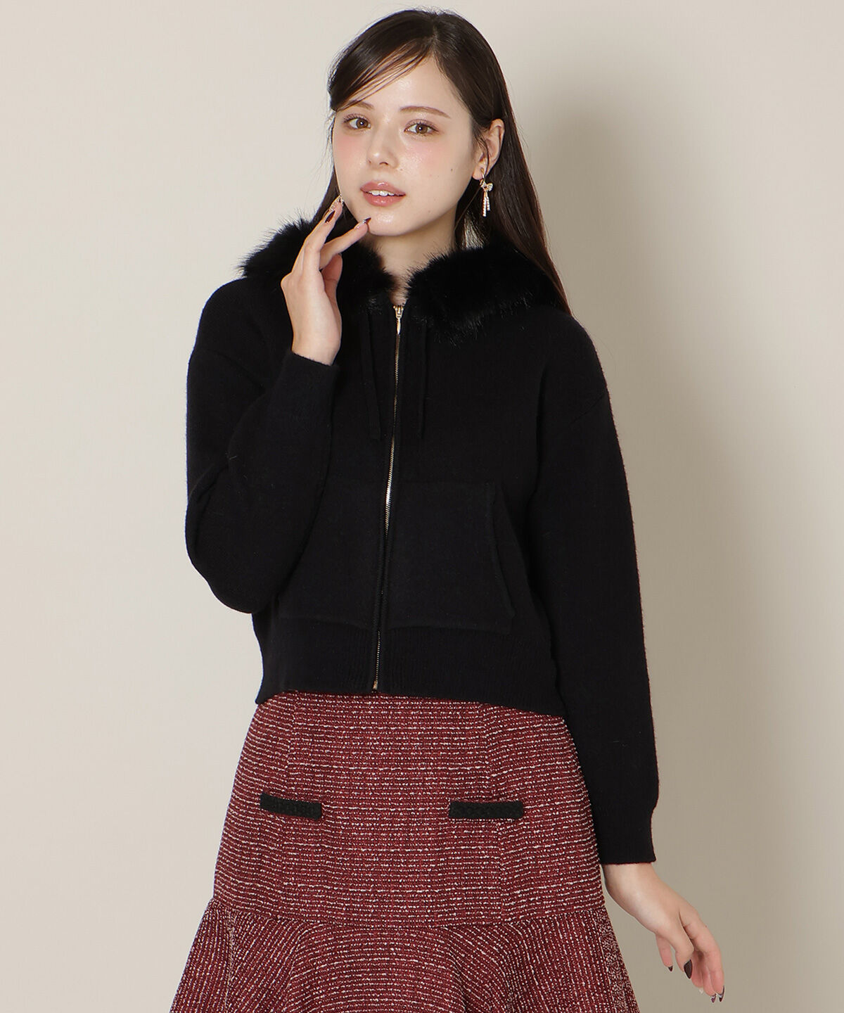 WILLSELECTION「フードファーニットパーカー」|パーカー|ブラック