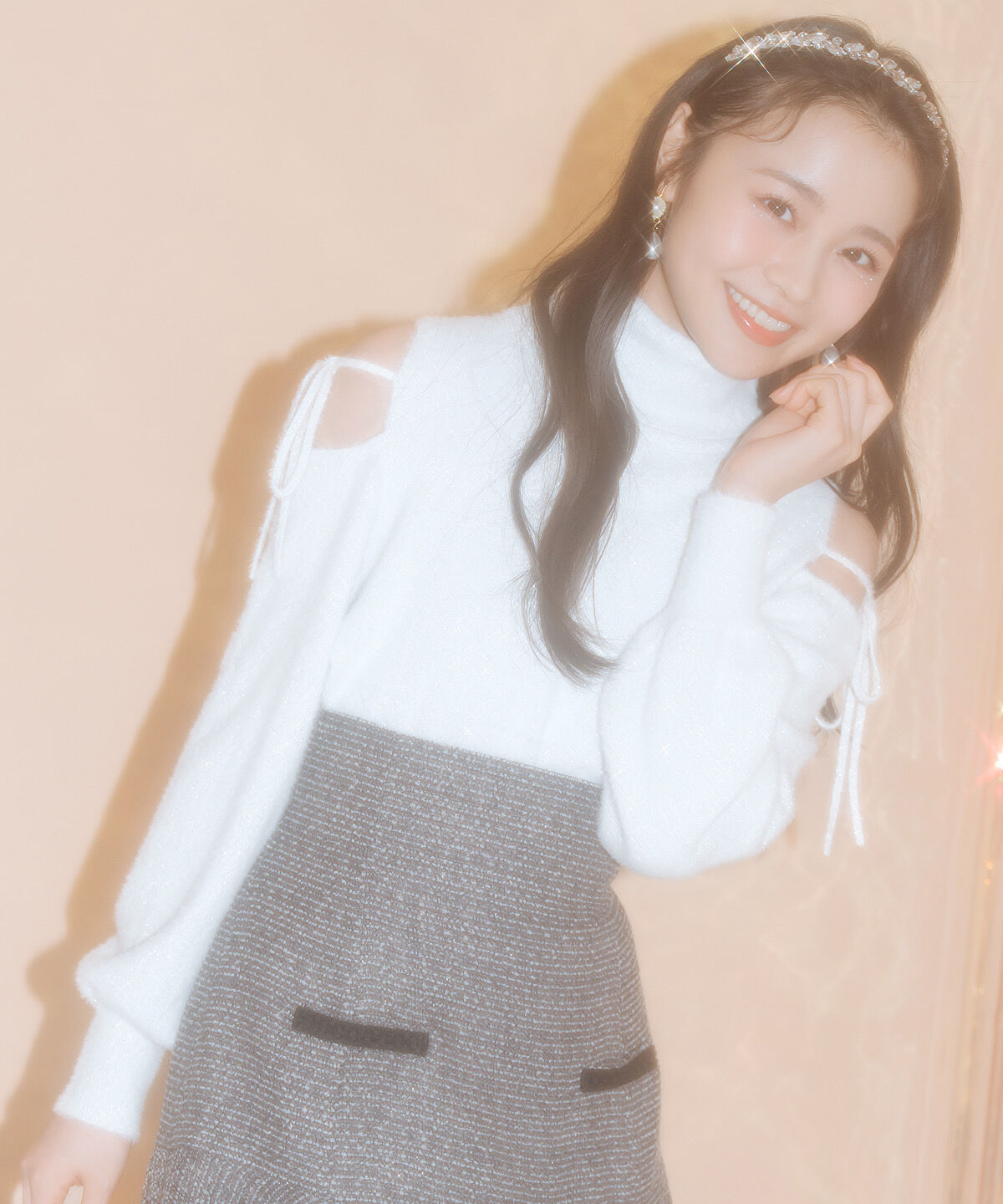 WILLSELECTION「オープンショルダーラメフェザーニット」|ニット・セーター|