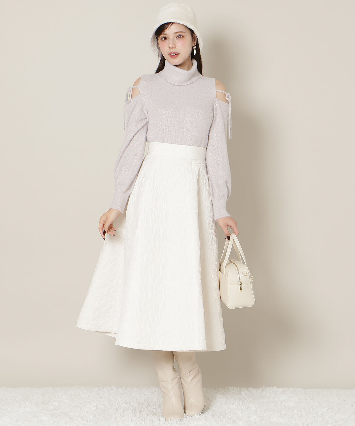 WILLSELECTION「オープンショルダーラメフェザーニット」|ニット・セーター|