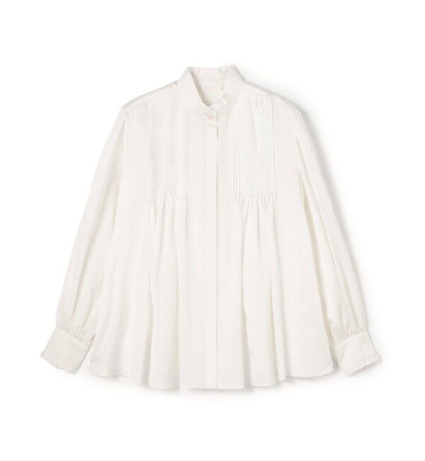 TOMORROWLAND/コットンシルクサテン ピンタックフリルブラウス