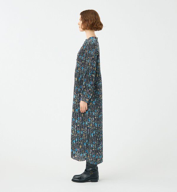 SOULEIADO「ポリエステルプリーツ バンドカラーワンピース」|ワンピース|