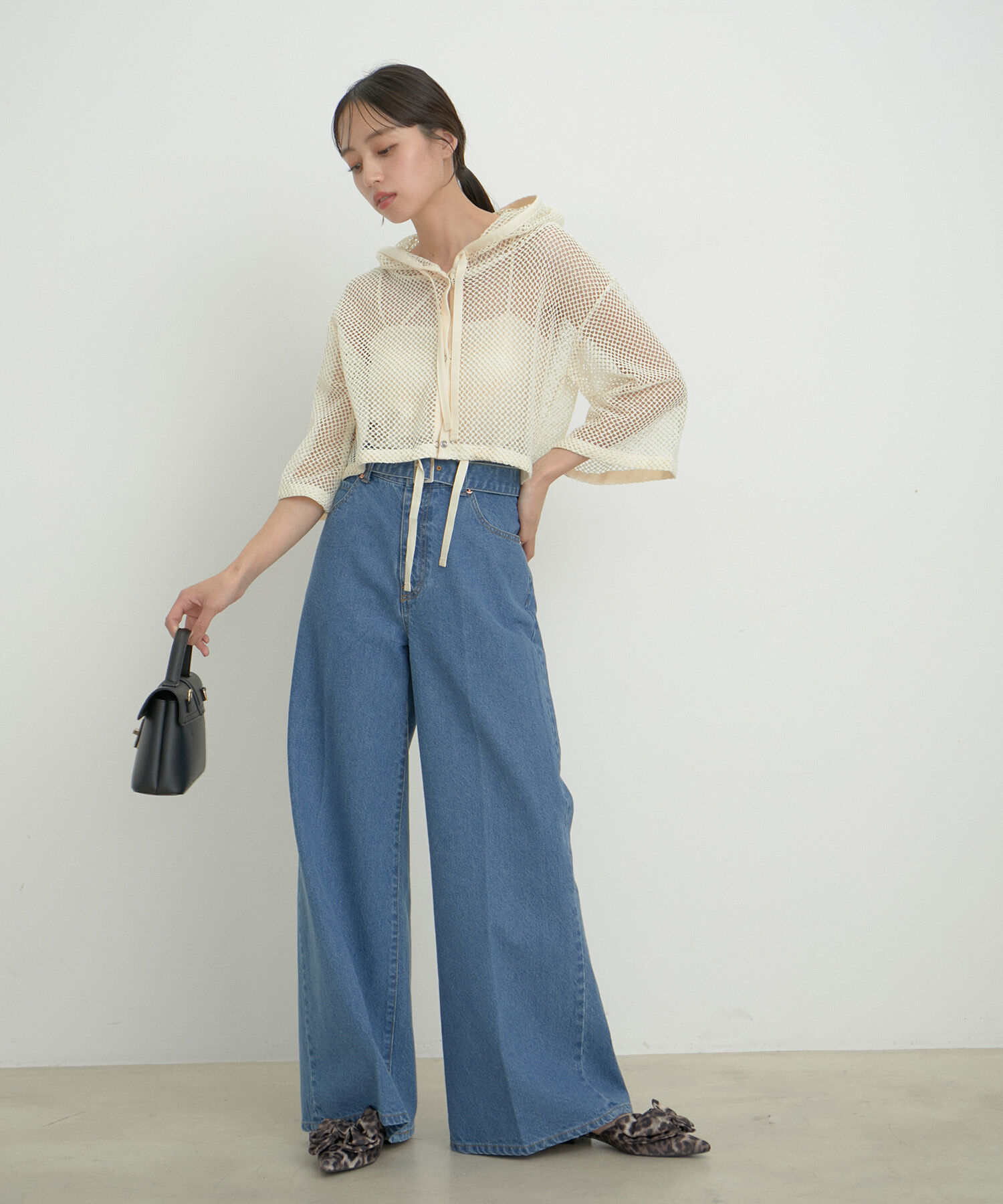 VIS「【洗える】センタープレスワイドデニム」|デニム|