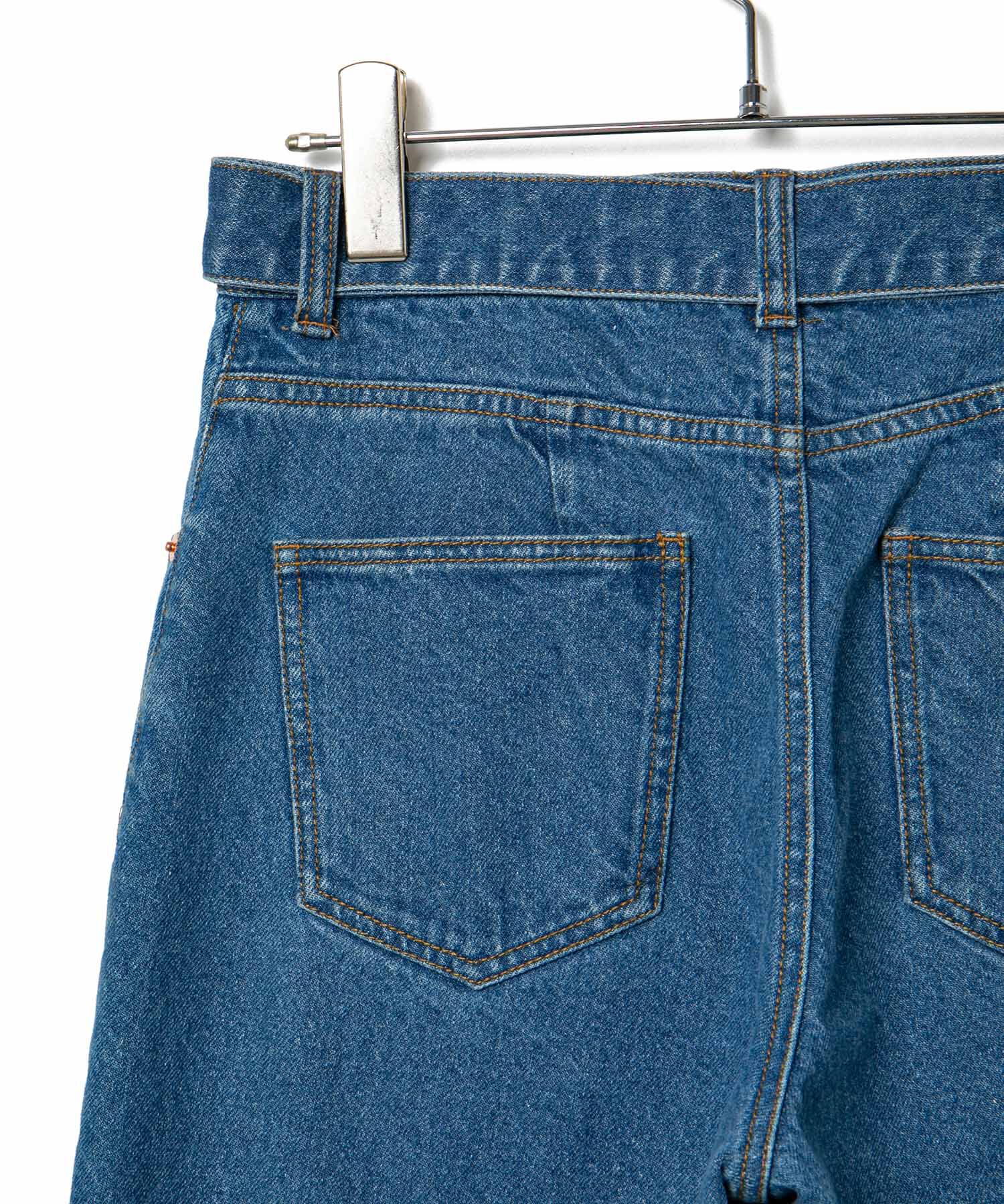 VIS「【洗える】センタープレスワイドデニム」|デニム|