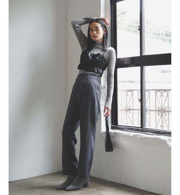 VIS「【新色追加】リブニットプチハイネックプルオーバー【低身長向けサイズ有】」|ニット・セーター|