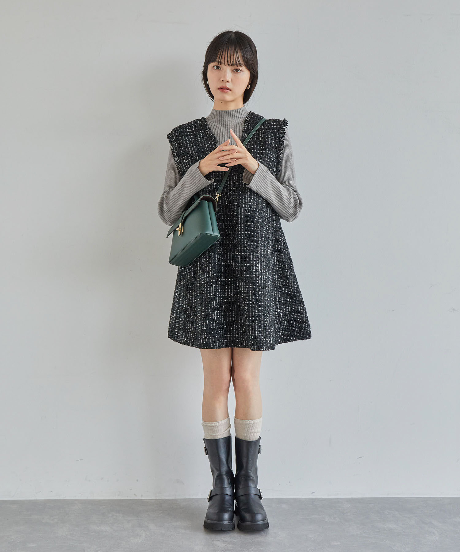 VIS「【新色追加】リブニットプチハイネックプルオーバー【低身長向けサイズ有】」|ニット・セーター|