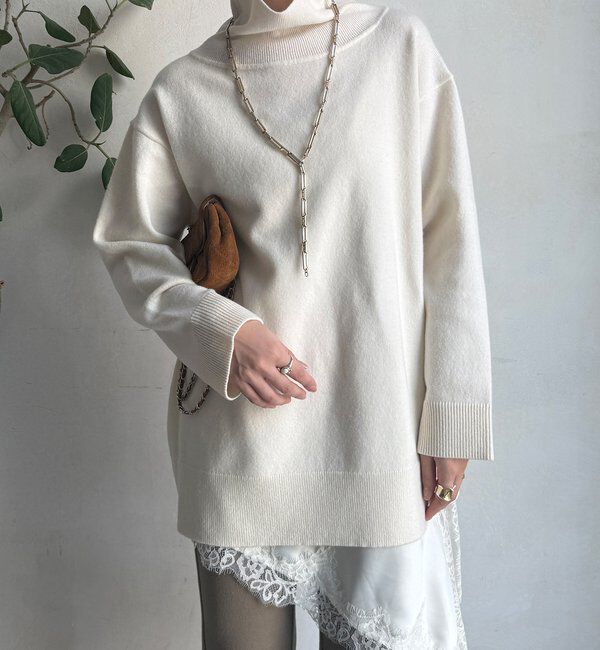  「ウール混タートルチュニック」|ニット・セーター|
